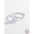 thumbnail image 2 of 1pc Fashionable Oval Cubic Zirconia Decor Silver Ring For Women For Dating Gift, 2 of 5