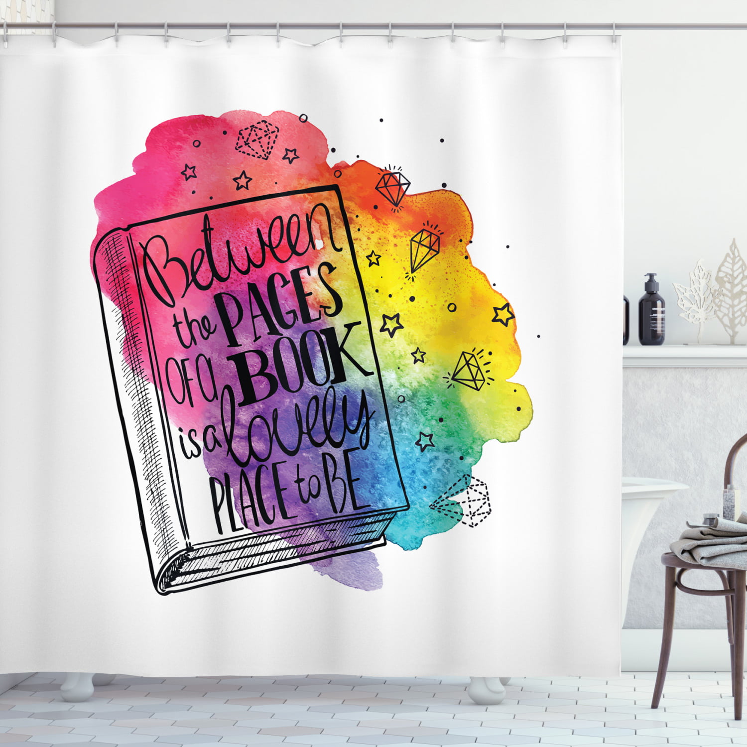 Book Shower Curtain Between The Pages, Book Shower Curtain