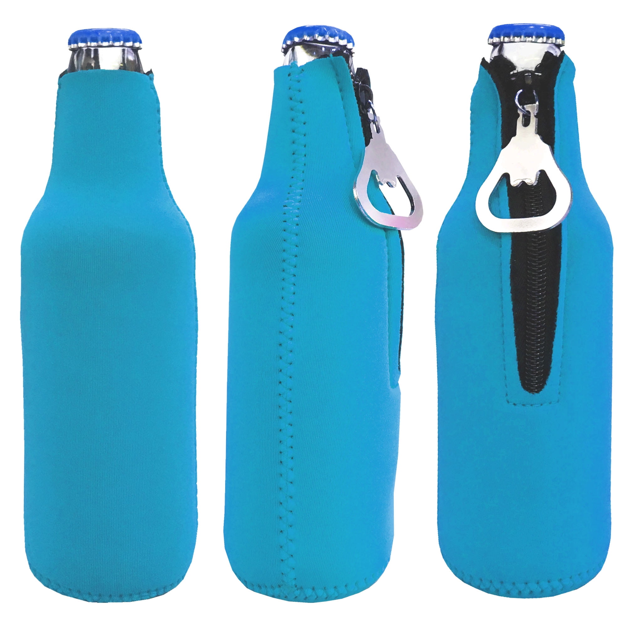 Beer Bottle Coolers with Zipper Premium Neoprene Insulators Orange Blue Green Red Set of 4 Coolie Sleeves Assorted Colors 