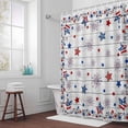 thumbnail image 6 of Vintage Star Shower Curtain for Bathroom Decor, Flag Red Blue Star Fireworks Independence Day Wood Waterproof Fabric Shower Curtain, 66"x72" Set with 12 Hooks, 6 of 9