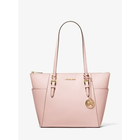 Michael Kors Charlotte Signature Leather Large Top Zip Tote Handbag Bag (Powder Blush Solid), Female