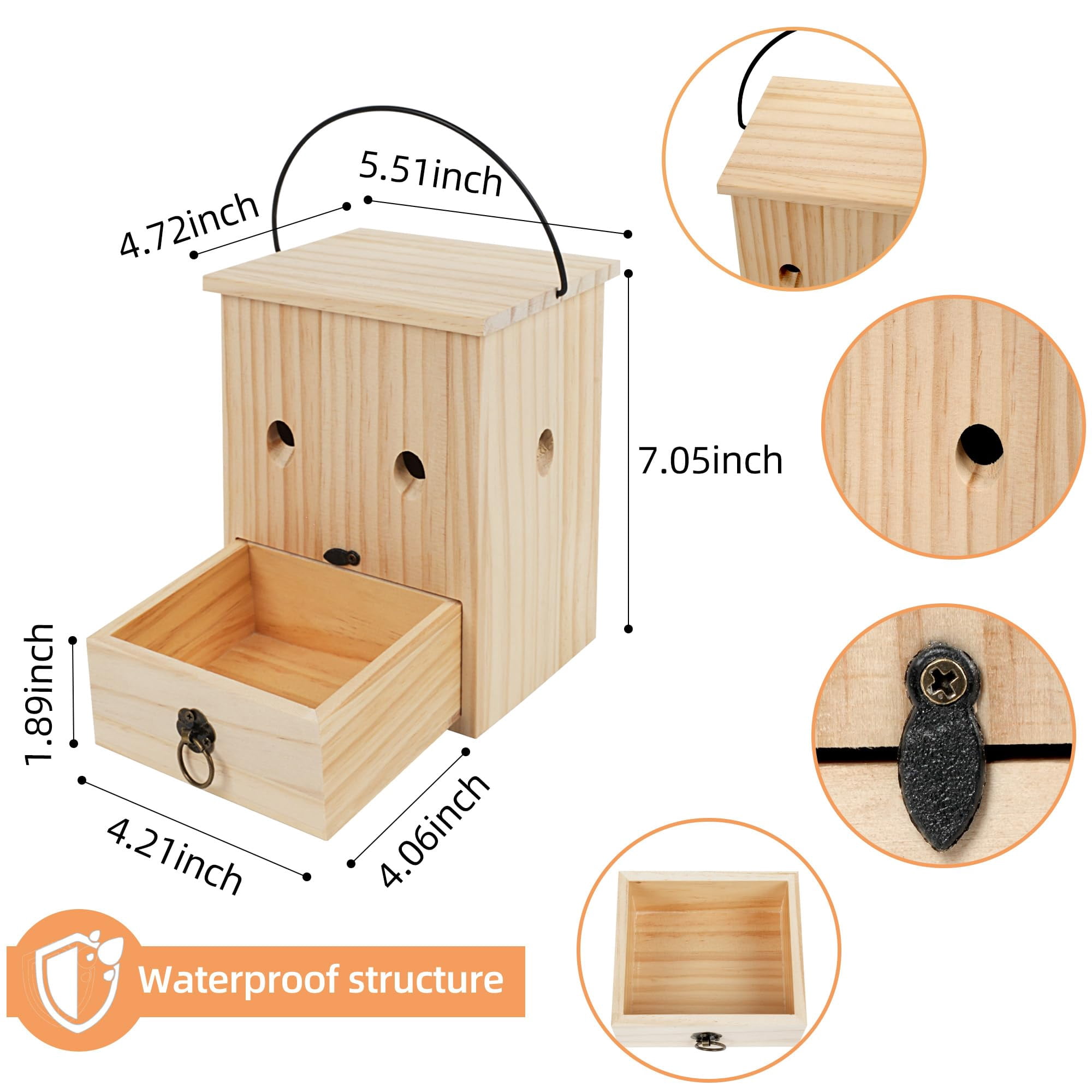 Carpenter Bee Traps for Outside 2PACK– Durable, Weather-Resistant, Eco-Friendly Wooden Wasp Trap for Outdoor Use