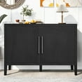 thumbnail image 3 of Harper & Bright Designs Farmhouse Sideboard Cabinet with Storage, Wood Buffet Cabinet with 3-Tier Shelves and Adjustable Feet, Black, 3 of 11