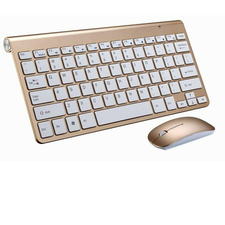 Mini clavier ergonomique silencieux multimédia sans fil 78 touches et  souris portable doré