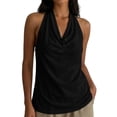 thumbnail image 2 of Uootdi Women's Tank Tops Sleeveless Halter Cowl Neck Solid Color Tops Casual Elegant Style Soft Stretchy Loose Fit Tank Tops Gift, 2 of 6