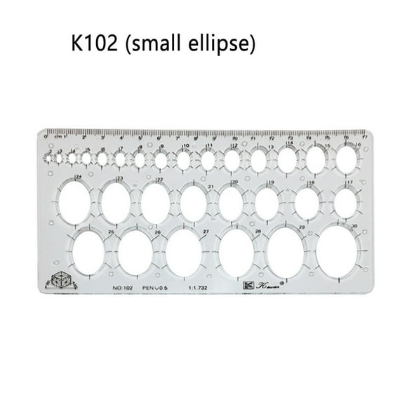 VONKY Échelle de Règle Transparente, Règle Portable, Outil de Mesure Multifonctionnel, Modèle de Cercle de Dessin pour Charpentier, École, Petit Ovale