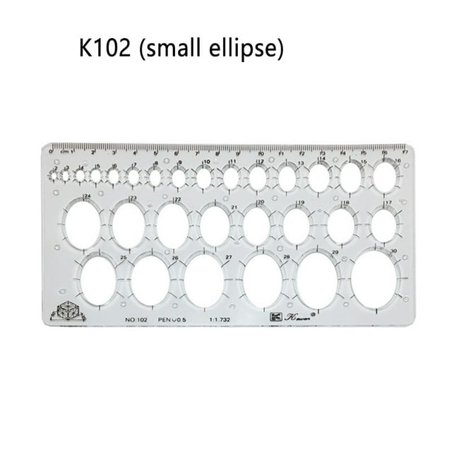 VONKY Échelle de Règle Transparente, Règle Portable, Outil de Mesure Multifonctionnel, Modèle de Cercle de Dessin pour Charpentier, École, Petit Ovale