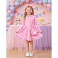 thumbnail image 2 of Aideaone Toddler Girls Long Sleeve Polo Dress with Matching Heart Crossbody Bag 2T-7T, 2 of 7