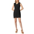 thumbnail image 1 of Vestido mini casual sin mangas con capucha de color sólido de punto para mujer Inspire Chic XL negro, 1 of 6