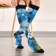 thumbnail image 5 of Coolnut Blue Flowers Compression Socks Women Men Knee High Stockings 1Pair for Sports, Running, Travel39 Gift, 5 of 7