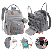 BabbleRoo Diaper Bag Backpack, Waterproof Travel Bag with Changing Pad, Original Baby Bag, Light Gray