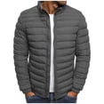 thumbnail image 4 of Ecqkame Mens Winter Coats Men's Solid Color Jacket Cotton Padded Jacket Fashion Cotton Padded Jacket Men's Warm Cotton Padded Jacket Gray B L, 4 of 5