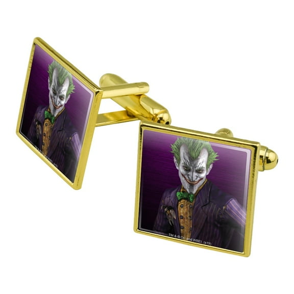 Batman Arkham Asylum Video Game Joker Square Cufflink Set - Silver or Gold