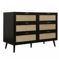 thumbnail image 4 of Modern 6 Drawer Dresser Wood Cabinet - N/A Black, 4 of 5