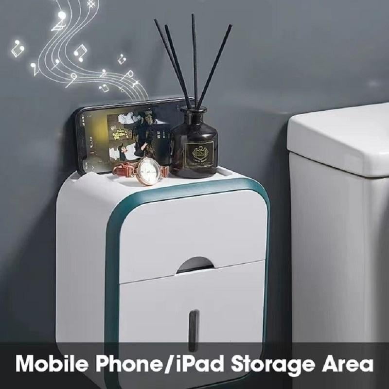 Wall Hanging Waterproof Tissue Box Roll Paper Holder Toilet Tissue Storage Box Double Layer Plastic Organizer Bathroom Accessories