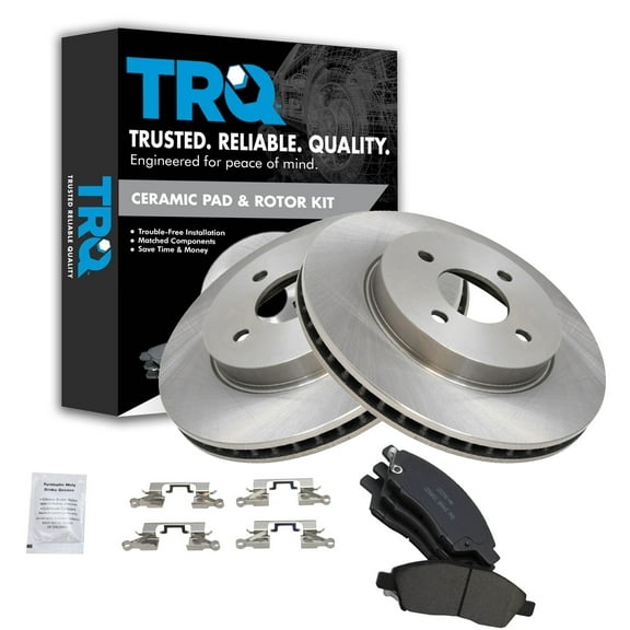 TRQ Front Brake Pad & Rotor Kit Brake Pads Brake Rotor Ceramic Fits Select 2012-2018 Nissan Versa 2014-2018 Versa Note