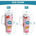 thumbnail image 3 of 40 oz Tumbler with Handle Lid and Straw Insulated Water Tumbler Stainless Steel Water Cup Mug Bottle Reusable Cup Holder Friendly Multicolored Lip Kisses, 3 of 6