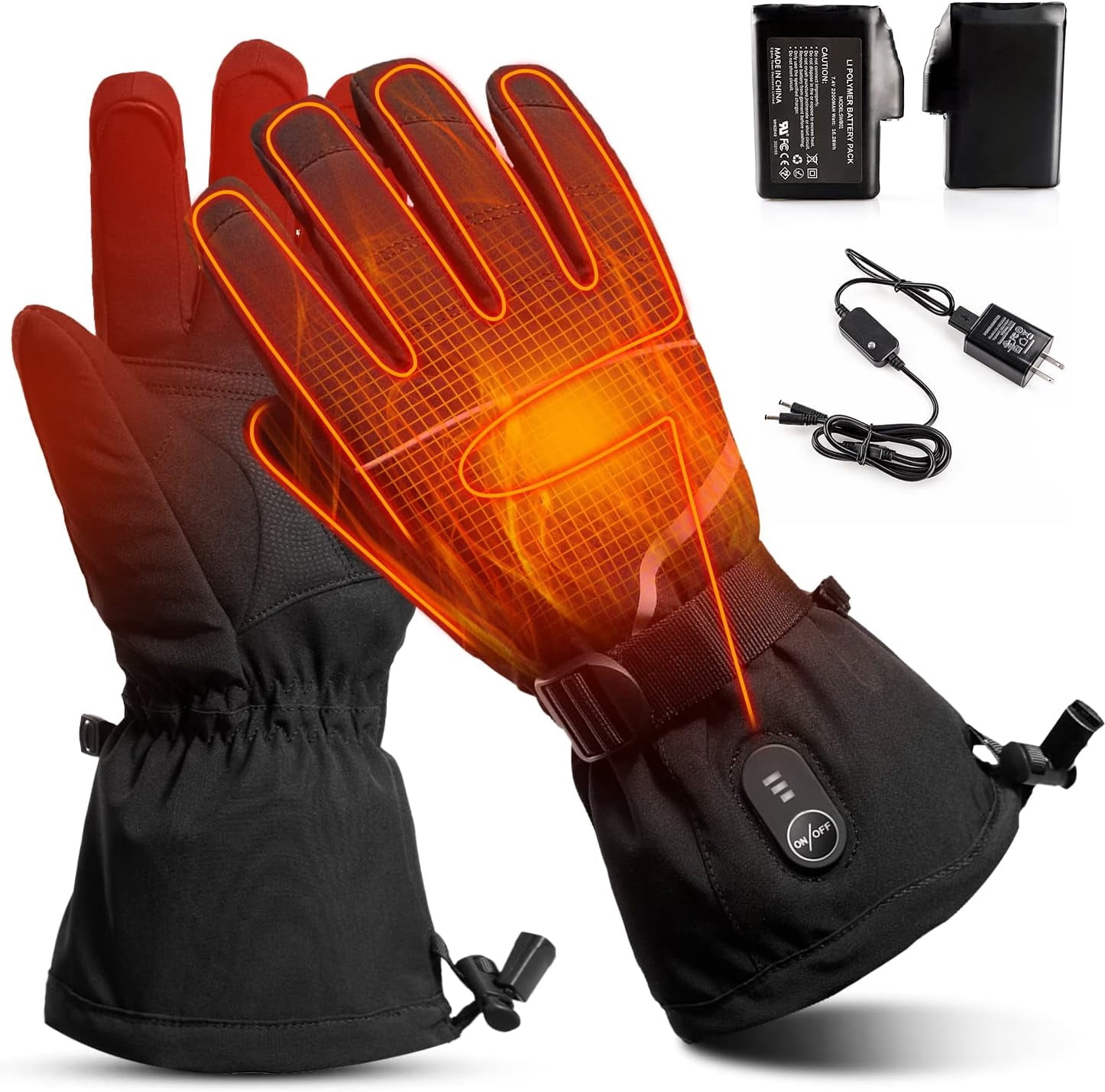 SNOW DEER Heated Gloves Electric Rechargeable - 7.4V Battery Heated Gloves for Men Women,Motorcycle Cycling Riding Hunting Fishing Camping Hiking Snow Ski Mittens Gloves Powered Warmer Gloves