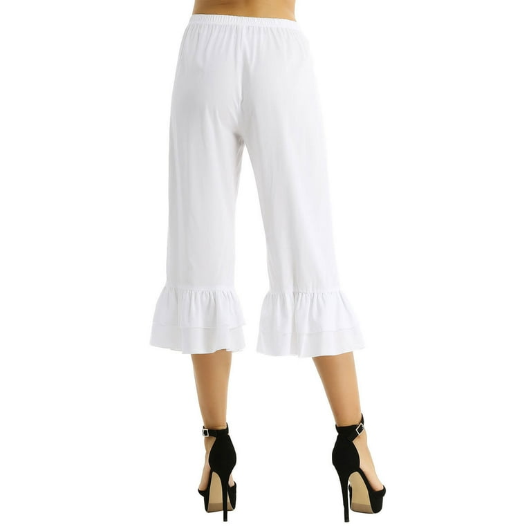 YONGHS Women's Renaissance Ruffle Hem Bloomers Long Pants