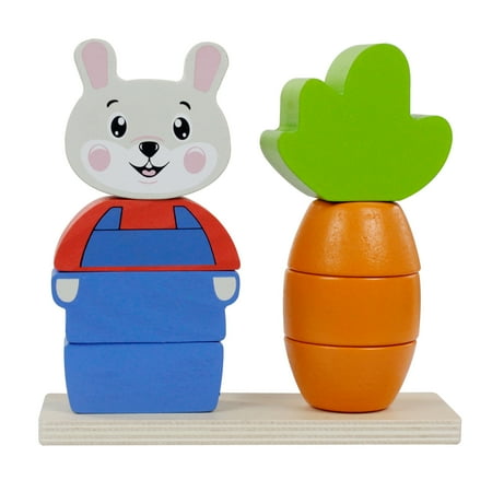 Spark Create Imagine Wooden Stacking Puzzle Rabbit and Carrot, 18+months, Baby & Toddler Toys