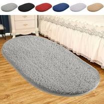 Christmas Savings! Caoblia Rugs for Bedroom Oval Non-Slip Solid Color Fluffy Area Rug for Living Room Bedroom Dining Room Hallway Office Kitchen Entryway Non-Shedding & Easy Care Rug