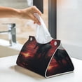 thumbnail image 6 of Uemuo Lone Rider Under Red Sky Pattern Tissue Box Cover Holder, Triangle with Bottom Belt - PVC Leather Decorative Organizer for Tabletop, Bathroom, Car, Office, 6 of 9