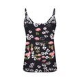 thumbnail image 3 of Playeras,Blusas y Tops,Ropa para Mujer Tallas grandes Camiseta de tirantes con estampado de camisola para mujer, camiseta, blusa, camiseta sin mangas, cuello en V, tirantes finos (Black, L), 3 of 4