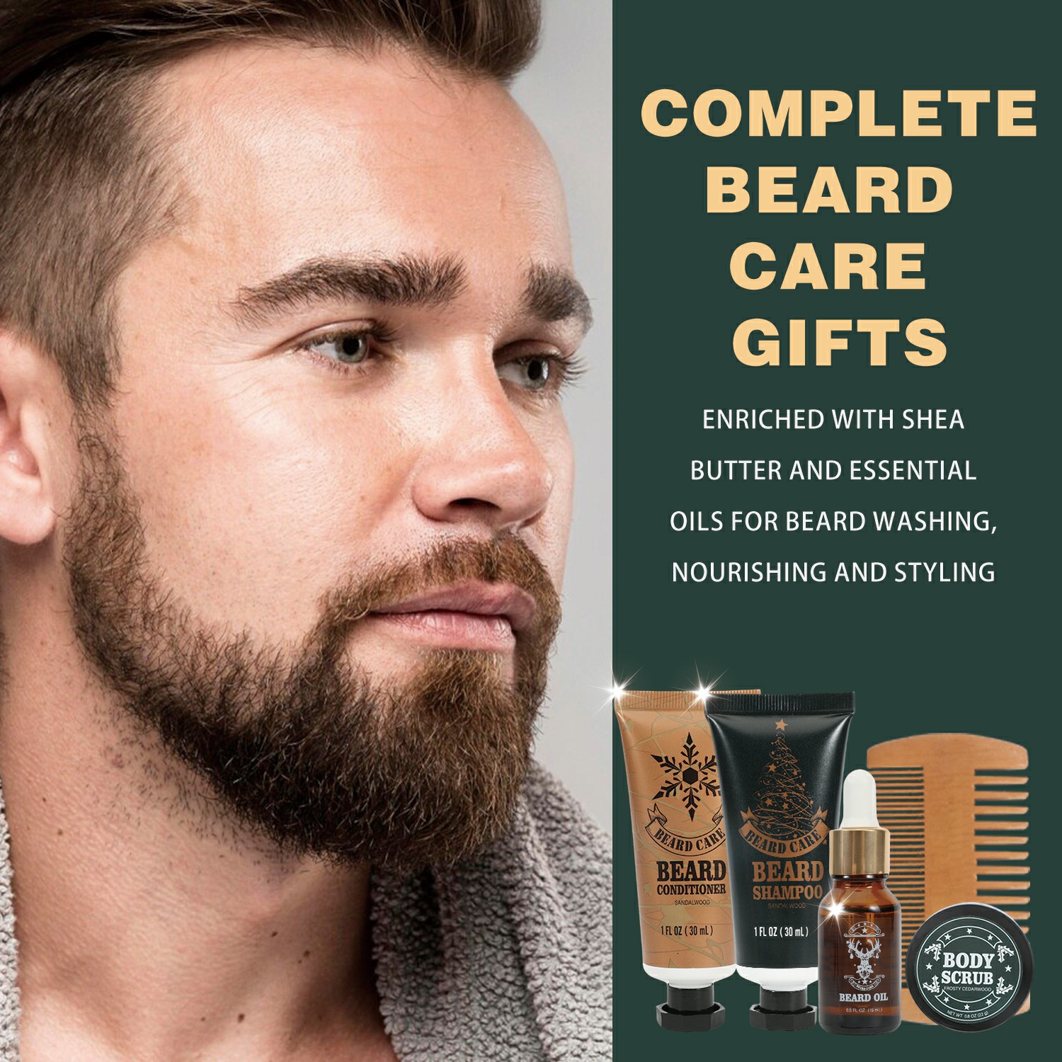Body & Earth Christmas 2025 Advent Calendar for Adults Holiday Gifts, 24Pcs Cutdown Gifts Sets for Men, Beard Grooming Kits
