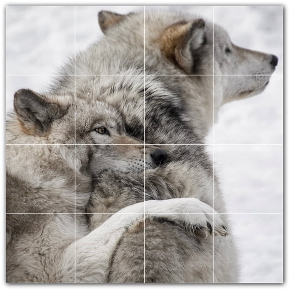 Picture-Tiles.com: Wolf Ceramic Tile Wall Mural WAL501246-44M. 24"W x 24"H using (16) 6" x 6" Ceramic Tiles-Satin Finish
