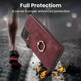 thumbnail image 4 of Fit for Samsung Galaxy A12 5G Case Card Pocket 360° Rotatable Ring Holder Kickstand, Shockproof Drop Resistant PU Leather Soft TPU Back Protective Phone Case For Samsung Galaxy A12 5G, Winered, 4 of 8