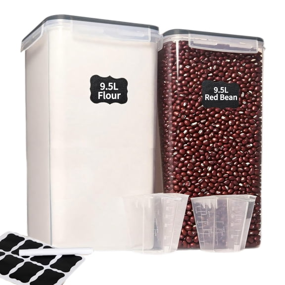 9.5L/321oz Cereal Flour Storage, 2 Pcs Large Food Storage Containers Airtight Pantry Storage Canisters for Flour, Sugar