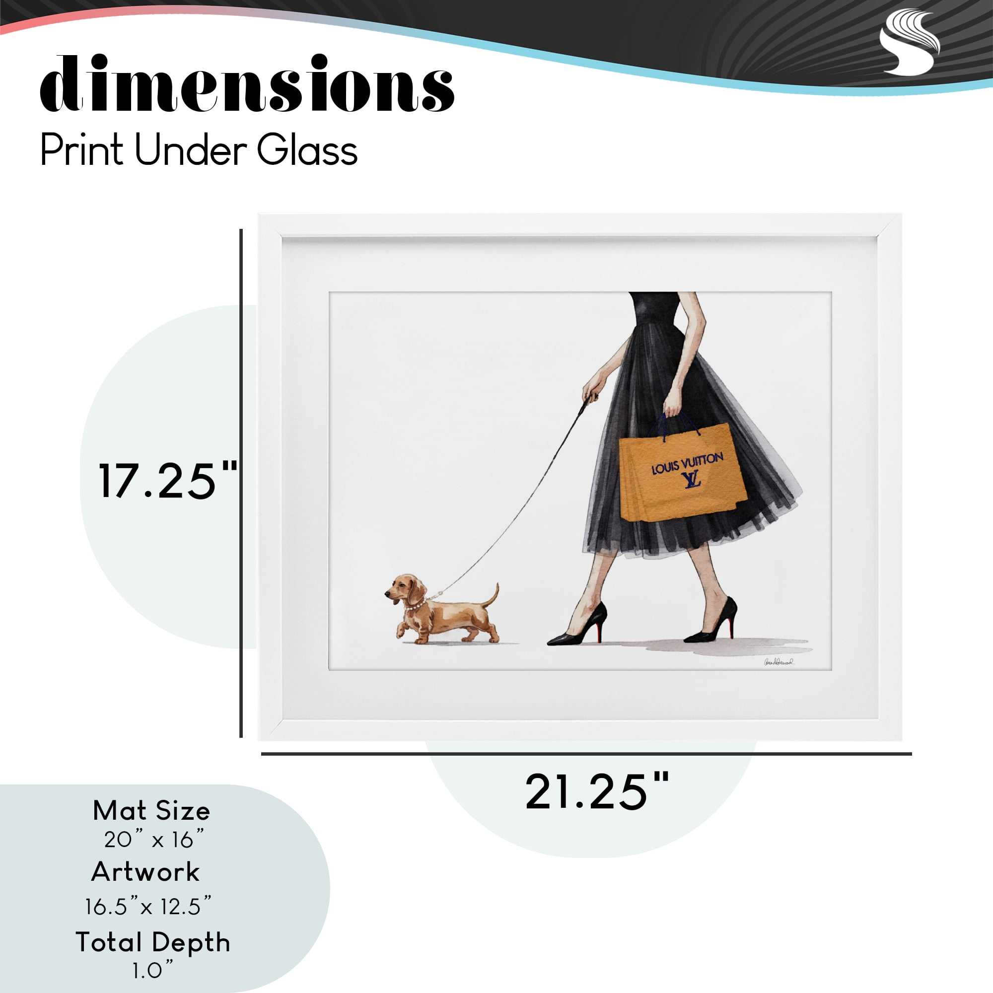 Stupell Industries Fashionable Dog Walking White Framed Print Under Glass, design by Amanda Greenwood