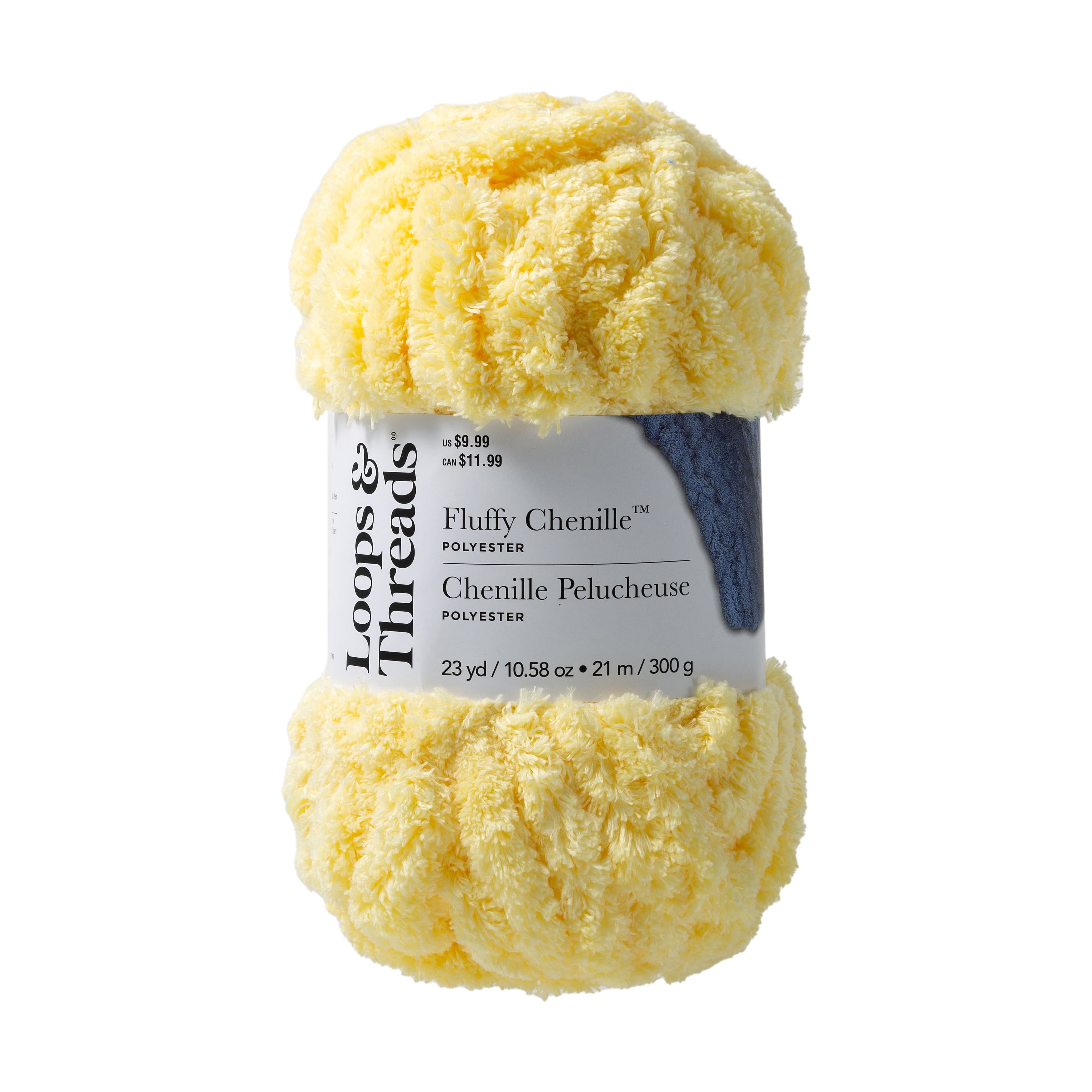 Loops & Threads Fluffy Chenille Yarn - Jumbo (7) 100% Polyester, Soft Fuzzy Yarn for Knitting & Crochet Blankets, Hats, Plushies & Sweaters, 23 yd / 10.58 oz Skein, 6 Pack