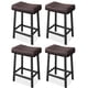 thumbnail image 1 of Taburetes de Bar Modernos de Cuero Sintético Gris - Juego de 4, Altura para Mostrador con Patas Blancas y Reposapiés, 1 of 19