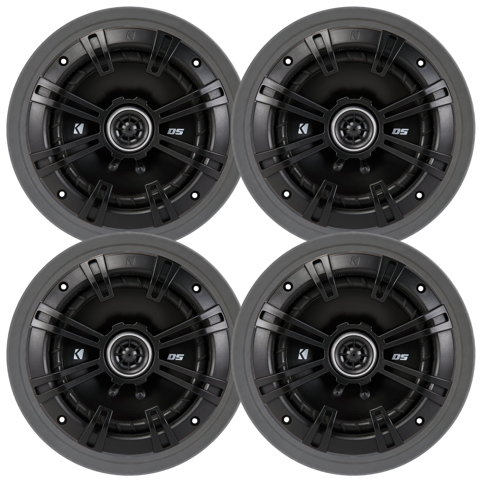 4x Kicker 43DSC6504 6.5" 240 Watt Max Power 2-Way 4-Ohm Coaxial Car Audio Speakers, 4x 6.5" Adjustable Speaker Baffle