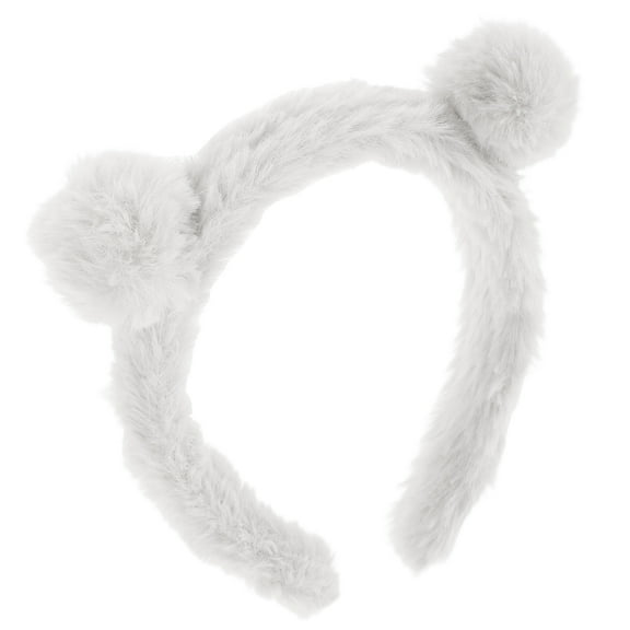 NIAIZEK White Plush Bear Ears Headband Soft Fuzzy Hair Accessory for Face , Skincare, and Daily Wear