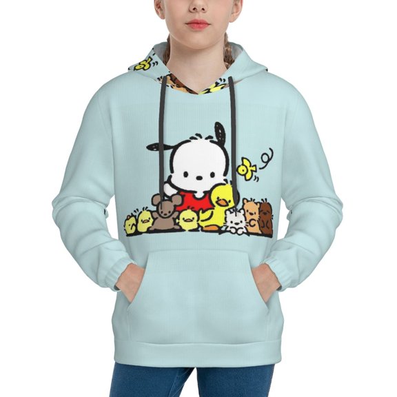 Sanrio Pochacco Kids' Hoodie 3d Print Sweatshirt Soft Pullover Hooded With Big Pockets Fans Gifts For Boys Or Girls Small