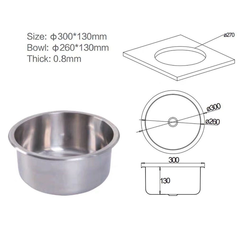 Round Single Tanks Dishwashing Basin Stainless Steels Kitchen Sinks Bathroom Hand Wash Basin Sink Dishwashing Pool