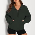 thumbnail image 2 of Timegard Half Zip Pullover for Women Cropped Long Sleeve Tops Sweatshirts Thumb Hole Fall Solid Color Tops, 2 of 7