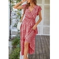 thumbnail image 3 of Vestido PRETTYGARDEN 2024 Floral Boho Cruzado con Cinturón XXL, 3 of 6