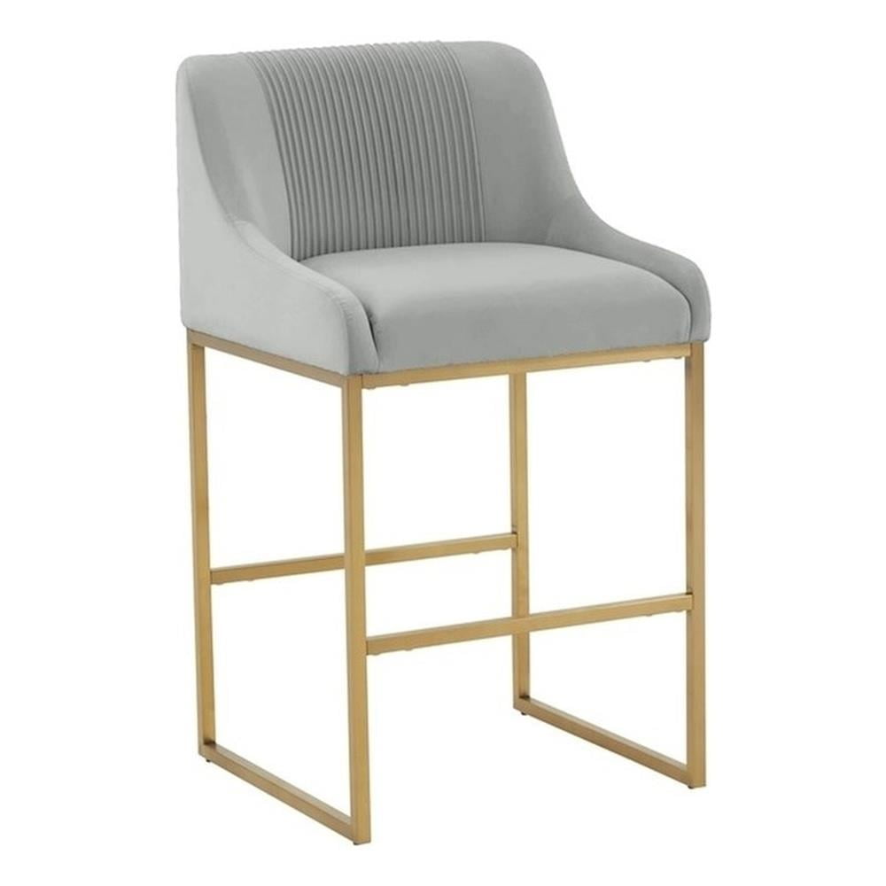 Sgabello da bancone 'Arthus' in tessuto grigio chiaro, dimensioni: H88.5 x L53 x P50.5 cm
