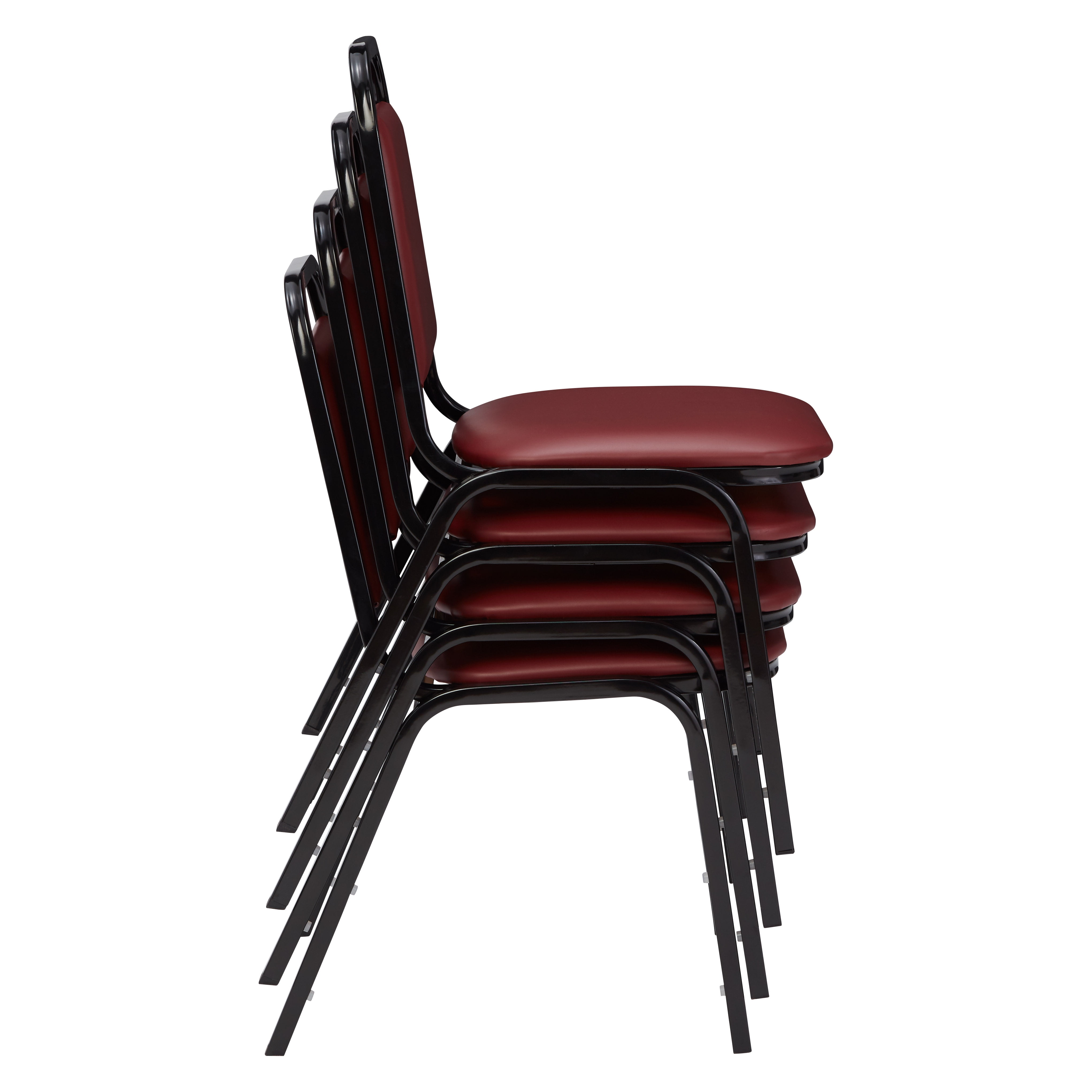 (4 Pack) NPS® 9100 Series Choice Vinyl Upholstered Padded Stack Chair, Pleasant Burgundy