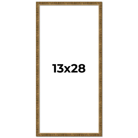13x28 Frame Gold Solid Wood Picture Frame - Complete Modern Photo Frame Includes UV Acrylic