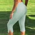 thumbnail image 7 of CHEEREAM Womens Capri Leggings Plaid Print Elastic Waisted Cropped Pants Skinny Split Hem Bottom, 7 of 7