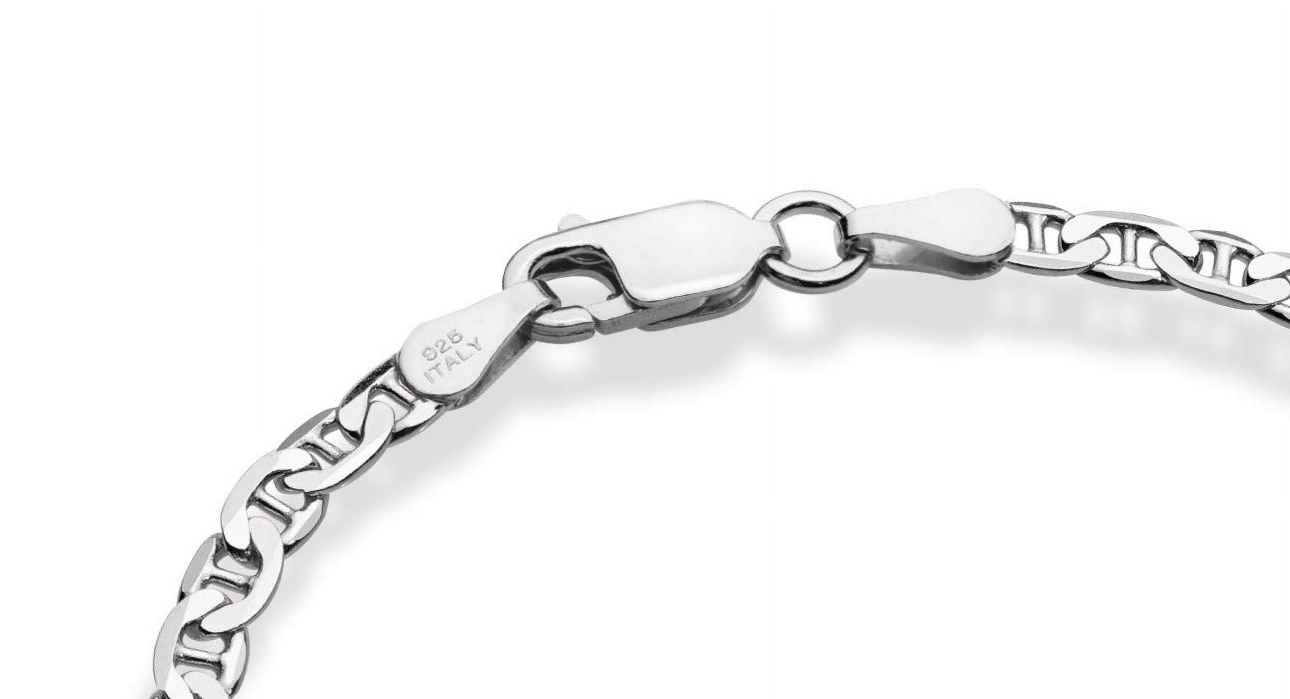 Miabella 925 Sterling Silver Italian 3mm, 4mm Solid Diamond-Cut Mariner Link Chain Anklet Ankle Bracelet for Women, Made in Italy (Width 3mm, Length 9 Inches)
