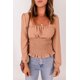 thumbnail image 2 of ABPHQTO Top de lunares suizos con cintura fruncida color albaricoque para mujer, 2 of 5