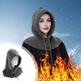 thumbnail image 2 of Chapeaux pour Femmes, Bonnet Tricoté à Capuche avec Cordons Bonnet d'Hiver Chaud, 2 of 6