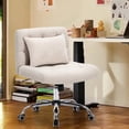 thumbnail image 2 of Glavbiku Modern Wide Cross Legged Home Office Chair with Wheel,Adjustable Height Armless Chair,Beige, 2 of 11