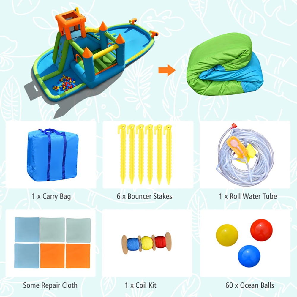 Aimee Lii Inflatable Water Slide with Bounce House and Splash Pool without Blower for Kids, Kids Bounce House Water Slide