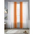 thumbnail image 2 of Orange Solid Color Texture Sheer Curtains 96 Inch Length 2 Panels Set, Semi Transparent Voile Rod Pocket Curtains for Living Dining Room Bedroom Drapes Simple Orange Stripes, 2 of 6